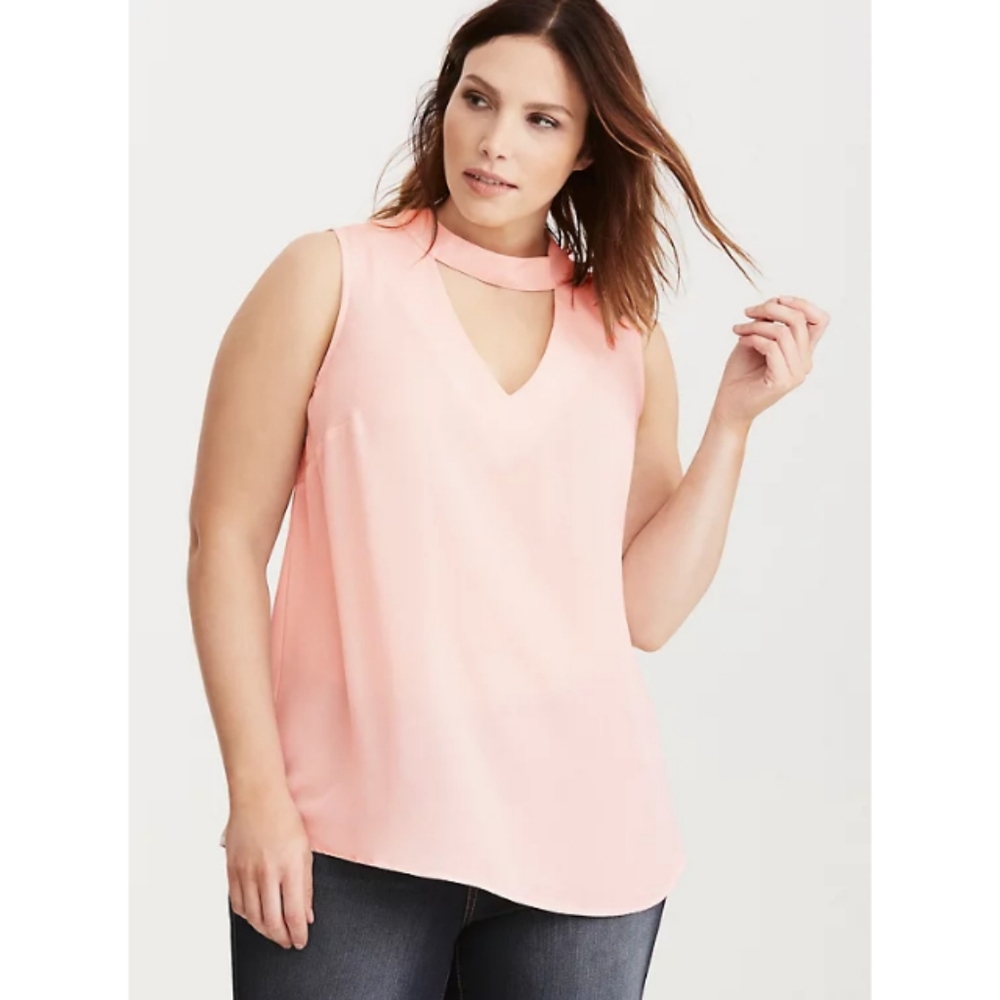 Torrid Pink Mock Neck Keyhole Tank Top